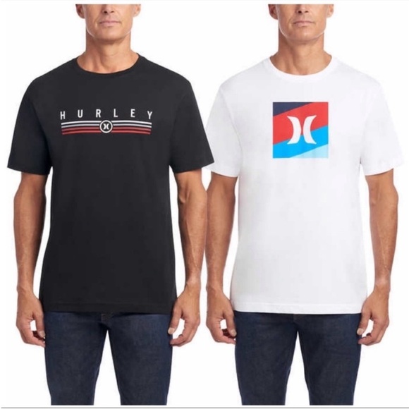 NWT Hurley Men Graphic Tee, 2-Pack BLACK/WHITE - size XXL - Picture 1 of 12